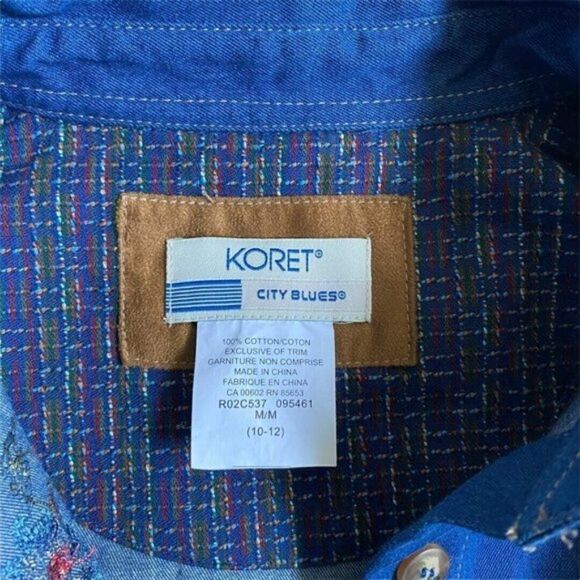 Koret women's Grandmacore City Blues Embroidered Denim Button Up Shirt US M - Picture 9 of 9